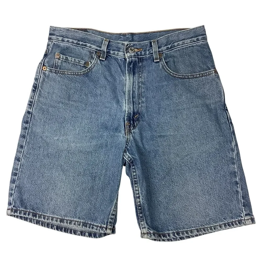 Levis 550 Blue Denim Jean Bermuda Shorts Jorts Men Women 32 8.5 Inch Inseam
